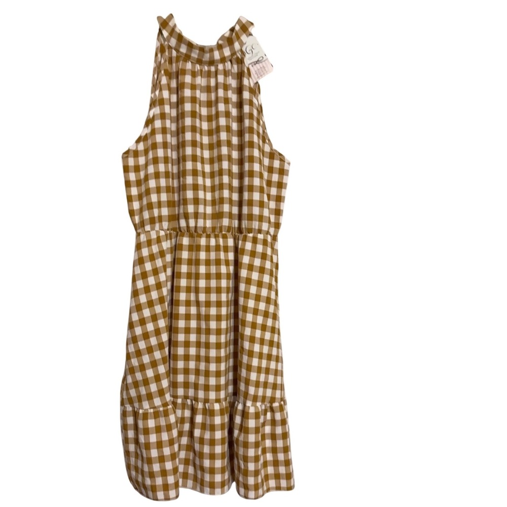 Boutique Gingham Dress‎ Southern Grace Creations Halter Neck Tiered XL NWT